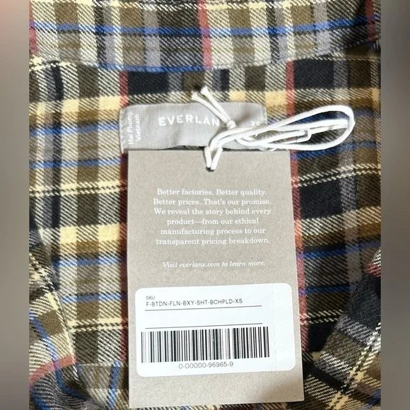 NWT Everlane Boxy Button-Down Plaid Soft Flannel Shirt, Oversized, Size Small - Picture 11 of 16
